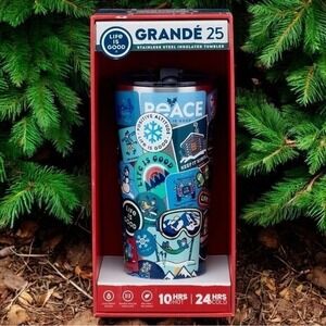 NEW Life is Good All Over Sticker Stainless Steel Tumbler with Straw